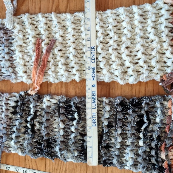 NEW! Handmade Knit Mixed Ribbon Yarn Bohemian Sparkle Fringe Scarf - Picture 11 of 11